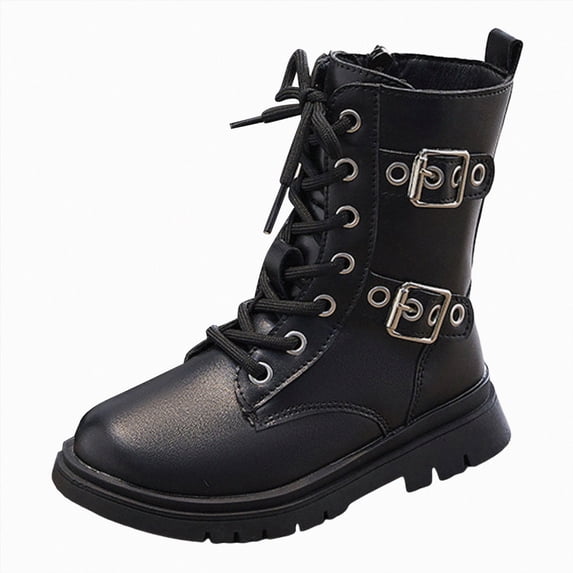 Little/Big Girls' Short Boots Fashion Little Girl Leather Boots Casual Shoes