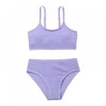 thumbnail image 1 of Little/Big Girls' Swimsuits Two-Piece Solid Color Bikini Beach Bathing Suit V-Neck Swimswear, 1 of 5