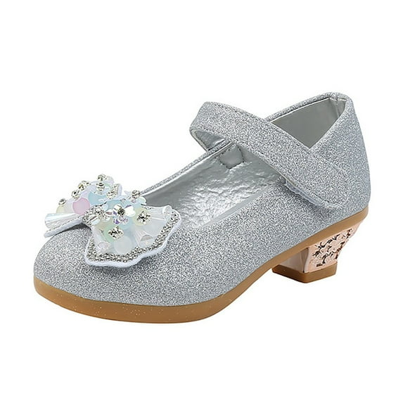 Little/Big Kid Girls Toddler Dress Shoes Flower Princess Shoes Glitter Mary Jane High Heels for Party Wedding