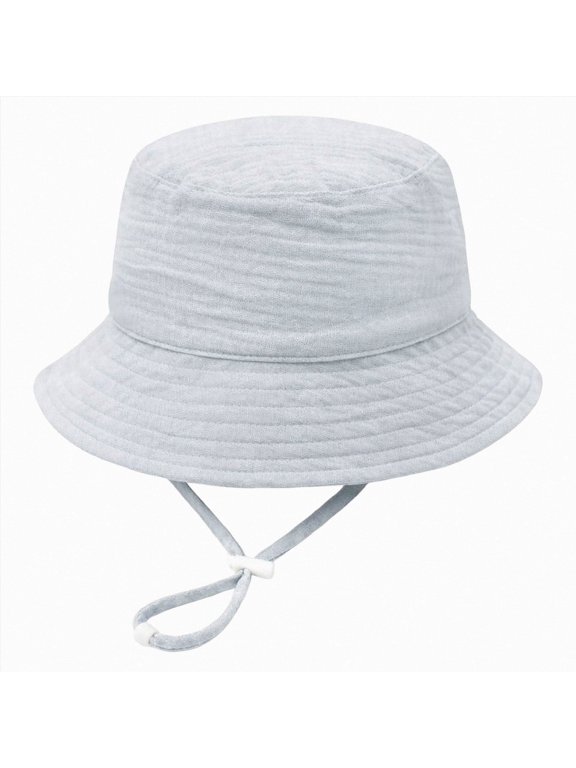 Little/Big Kids Summer Casual Sun-Hat with Neck Flap for Swimming Boys and Girls Beach Hat Grey