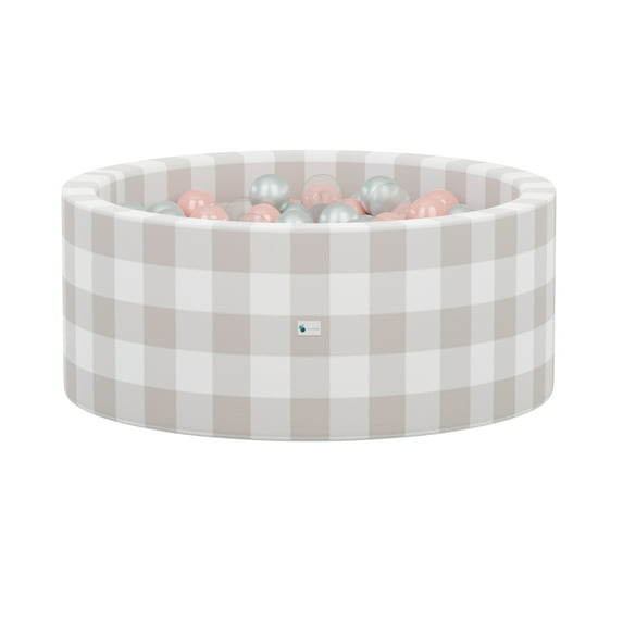 Little Big Playroom | Memory Foam Ball Pit for Toddlers | Includes 200 Balls (Gingham Blush)