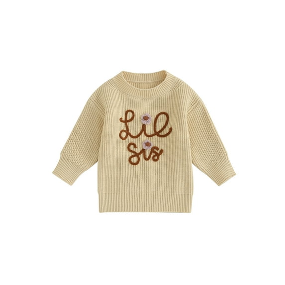 Big Sister Little Sister Matching Outfits Toddler Baby Girl Chunky Knit Sweater Fall Winter Warm Knitted Sweatshirt Pullover Top