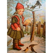 Little Bird Feeder Canvas for Needlepoint Tapestry Gobelin Embroidery Gobelin L C912