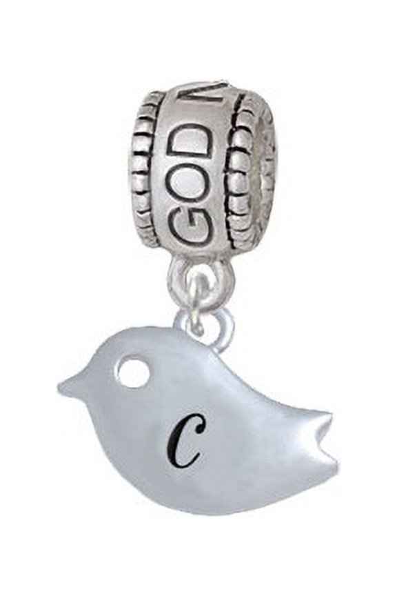 Little Bird Initial - C - God Mother Charm Bead