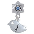 thumbnail image 1 of Little Bird Initial - J - Star of David with Blue Crystal Charm Bead, 1 of 1