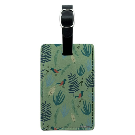 Little Bird Pattern Rectangle Leather Luggage Card Suitcase Carry-On ID Tag