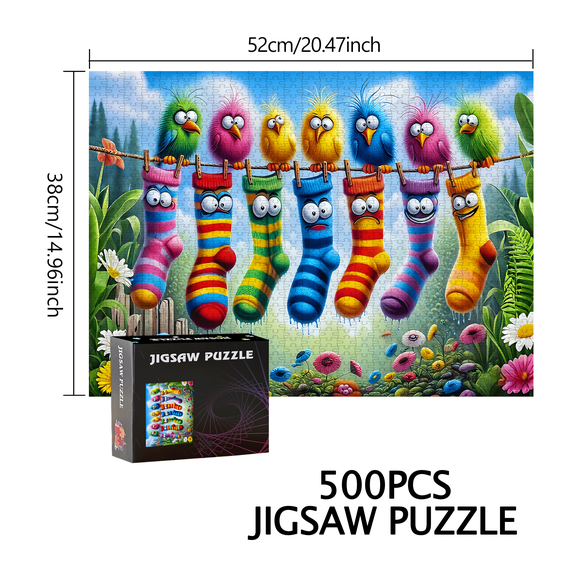 Little Bird, Socks 500pcs/1000pcs Puzzle Game - Gift - Family Interactive Game - Puzzle DIY - Home Decoration - Brain Challenge