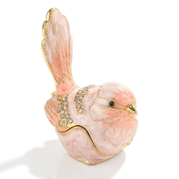 Little Bird Trinket Boxes Hinged Hand-Painted Enamel Bird Jewelry Box, Mini Jewelry Organizer for Rings Earrings Necklaces, Animals Ornaments Collectible Bird Figurine Gift for Home Decor, Pink