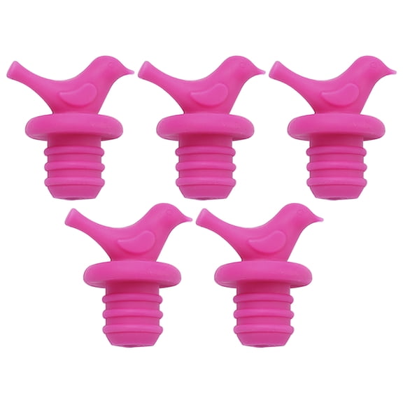 Little Bird Wine Bottle Stopper, Silicone Stoppers, Reusable, Leak Proof, Cute, Fun, Decorative, Multipack, Clearance, Set of 5