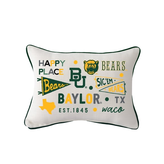 Little Birdie Baylor Bears Rectangular Piped Pillow
