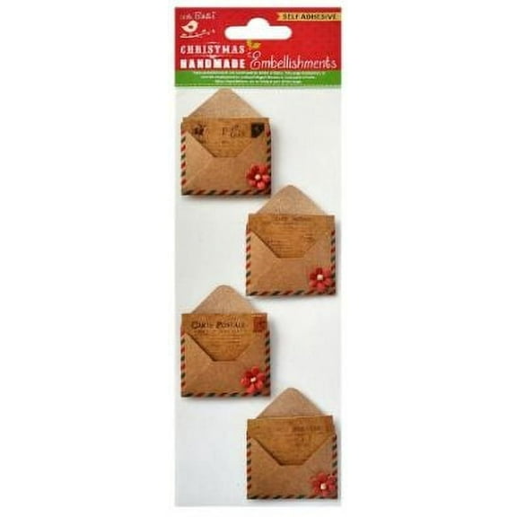 Little Birdie Christmas Sticker Embellishment 4/Pkg-Postal Delight