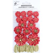 Little Birdie Renae Paper Flowers - Cardinal Red, Pkg of 27