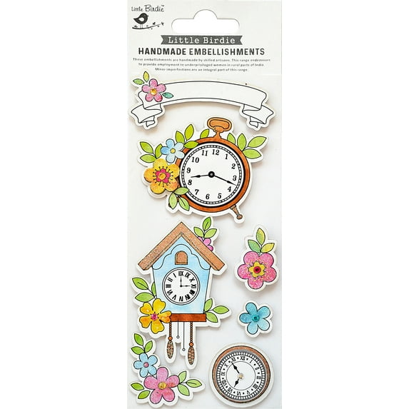 Little Birdie Sticker Embellishment 7/Pkg-Floral Hours