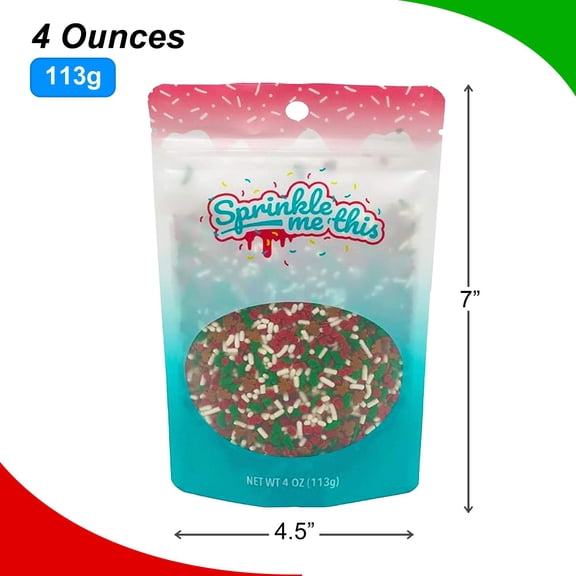 Sprinkle Me This A Little Bit of Christmas (4 Oz.) Holiday Sprinkle Blend with Red, Green & White Jimmies and Gingerbread Men