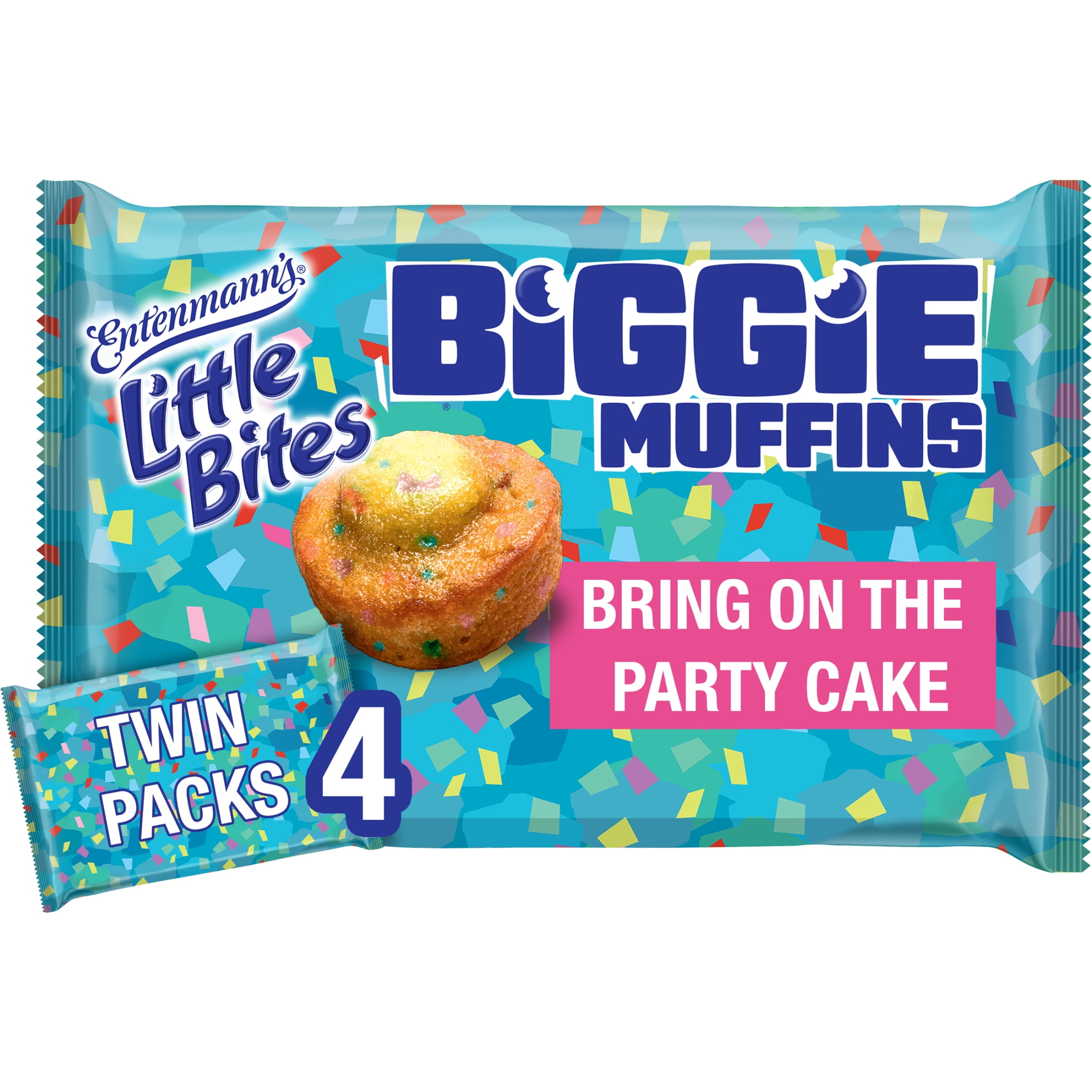 Little Bites Bring On The Party Cake Biggie Muffins, 4 twin packs, Cake and Sprinkles Muffins, 9.5 oz Tray