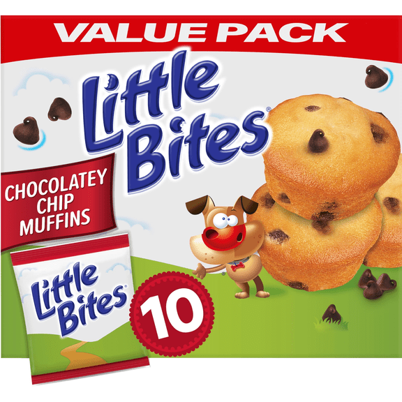 Little Bites Chocolatey Chip Muffins, 10 packs, Kosher Dairy, Real Chocolate Chips Mini Muffin Bites, 15 oz Multipack