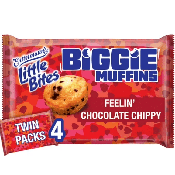 Little Bites Feelin’ Chocolate Chippy Biggie Muffins, 4 twin packs, Chocolate Chip Muffins, 9.5 oz Tray