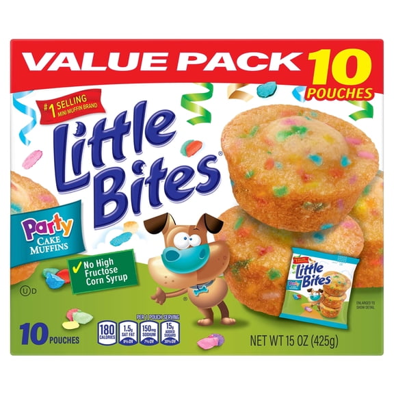 Little Bites Party Cake Muffins, 10 packs, Cake and Sprinkles Mini Muffins, 15 oz Multipack
