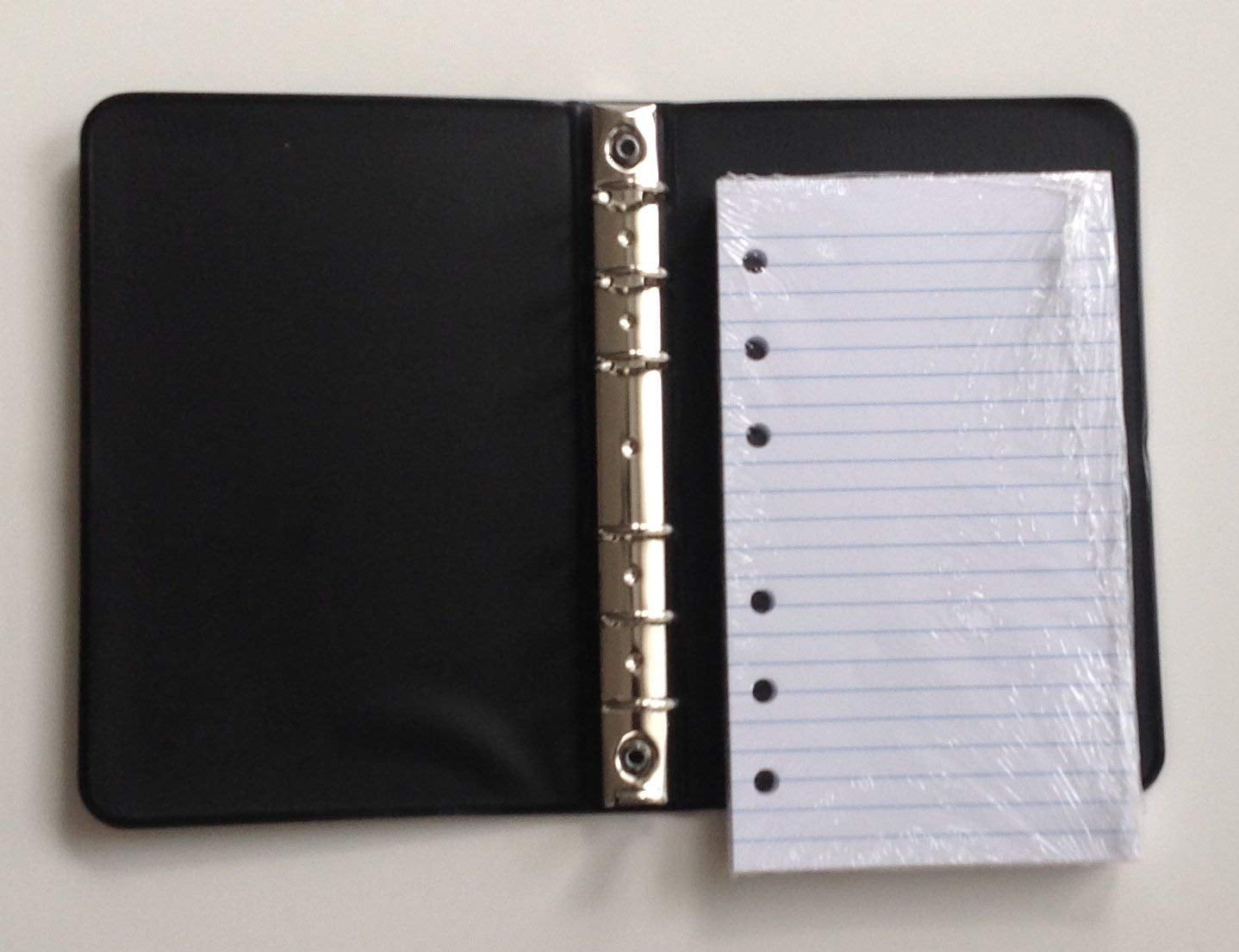 Linco Little Black 3-1/2" x 6" 6-Ring Binder with 100 Ruled Sheets, Black, 100 Count