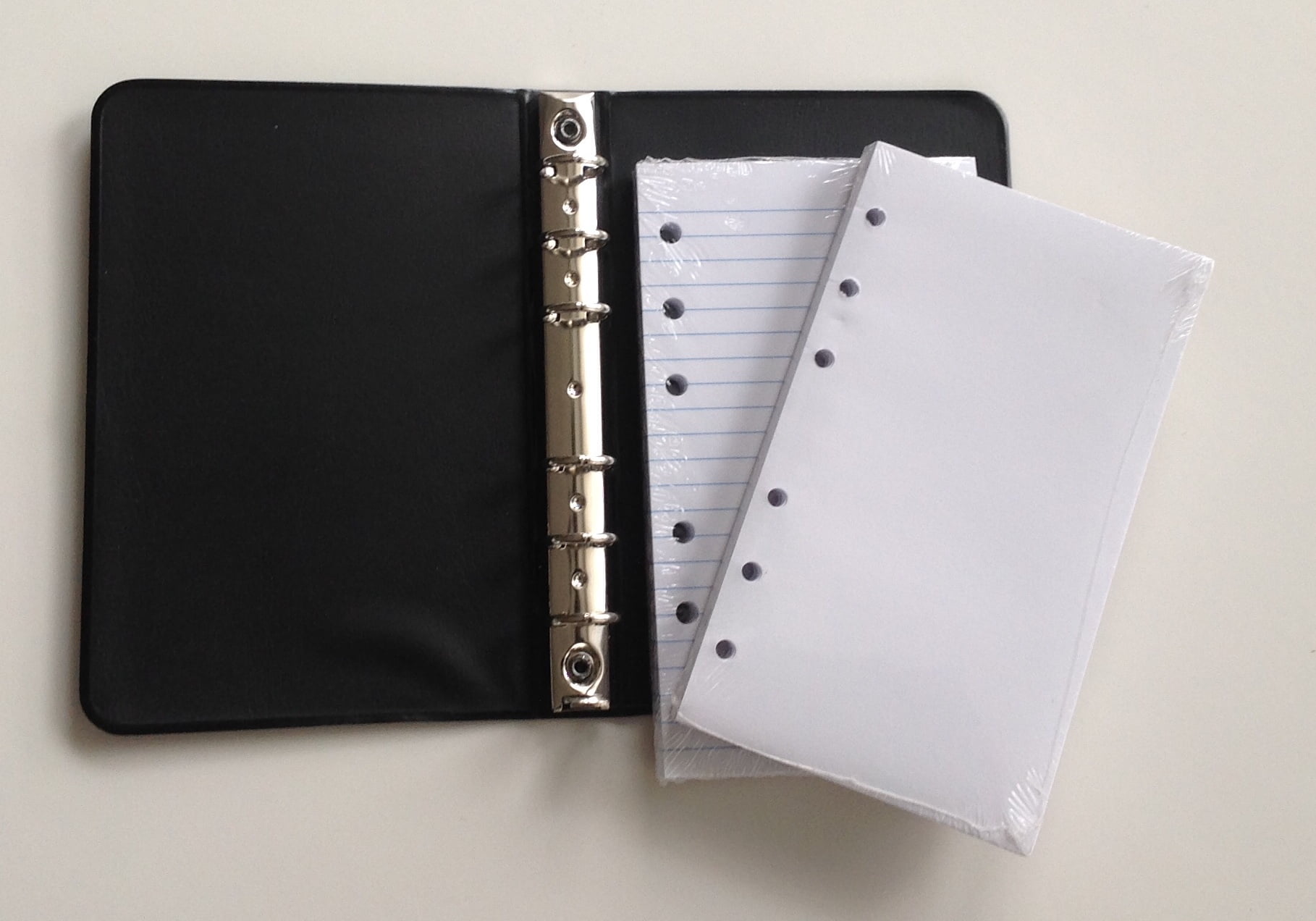 Little Black 6-Ring Binder with 3-1/2" x 6" Sheets (2 Packs of 100 - Ruled & Blank)