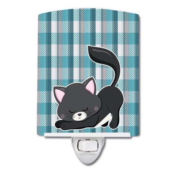 Little Black Cat Kitten Ceramic Night Light