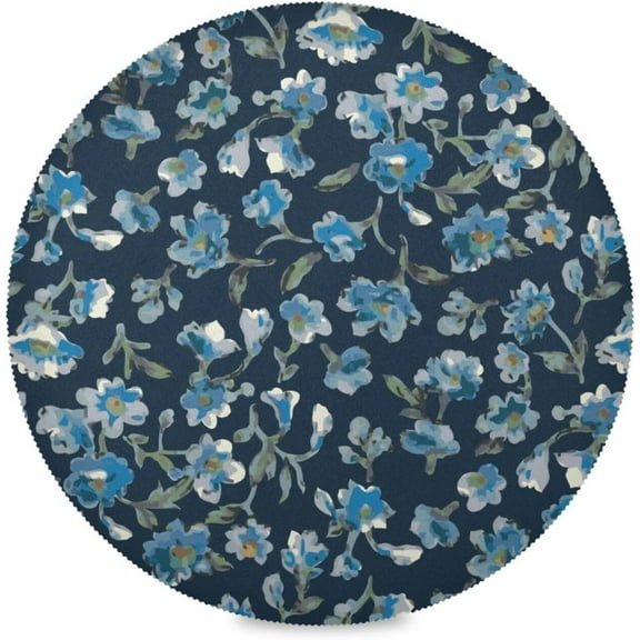 Little Blue Flower Round Placemats Washable Placemats Non-Slip Heat-Resistant Table Place Mats for Dining Kitchen Holiday Party Table Decoration 15.4"-1PCS Table Mat