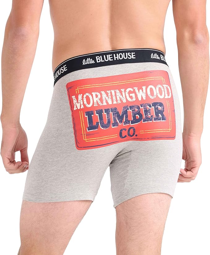 Little Blue House Men's Funny Boxer Briefs, Morningwood Lumber, Large