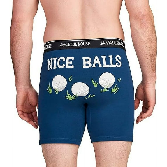 Little Blue House Men's Funny Boxer Briefs, Nice Golf Balls, Small