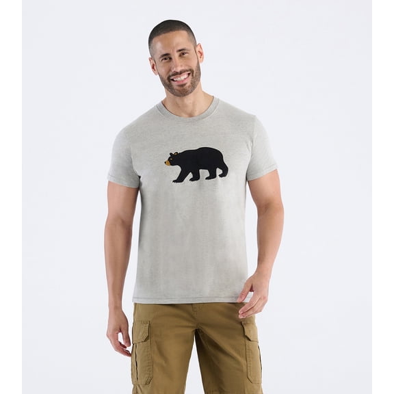 Little Blue House Men's Graphic Tee, Bear On Grey