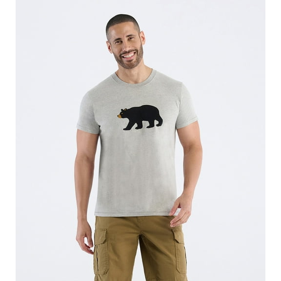 Little Blue House Men's Graphic Tee, Bear On Grey