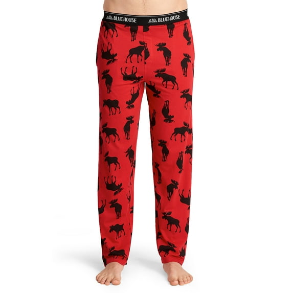 Little Blue House Men's Jersey Pajama Pants, Buffalo Plaid, Medium