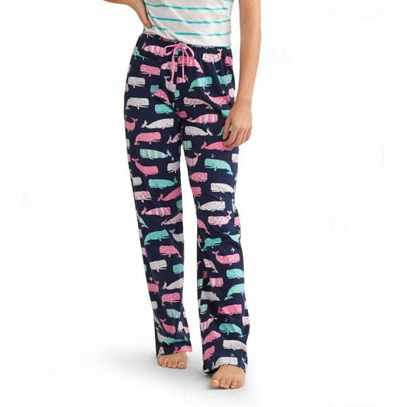 Little Blue House Women's Jersey Pajama Pants, Nautical Whales, X-Small