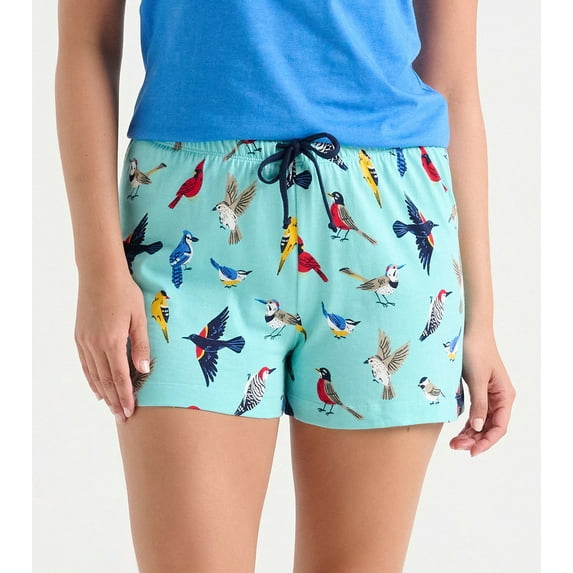 Little Blue House Women's Pajama Shorts, Backyard Birds, Medium