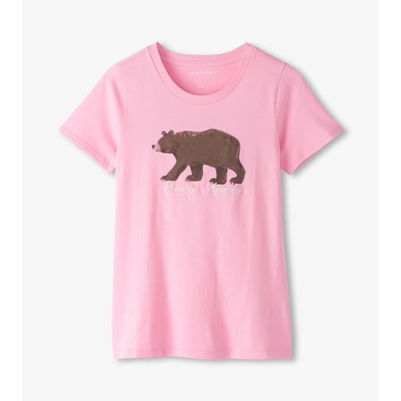 Little Blue House Women's Short Sleeve Pajama Tee, Bearly Sleeping