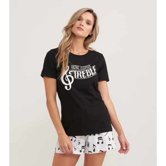 Little Blue House Women's Short Sleeve Pajama Tee, Here Comes Treble