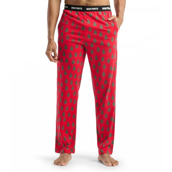 Little Blue House by Hatley Men's MAN PANTS Pajama Pants, Trees On Red, Small