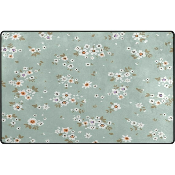 Little Bohemian Flowers Area Rugs Colorful Large Non-Slip Floor Mat Decorative Carpets Doormat for Kitchen Living Dining Dorm Playing Room Bedroom 60 x 39inch