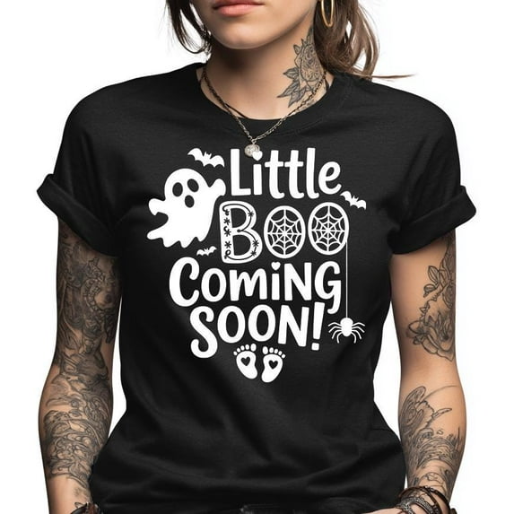 Little Boo Coming Soon Shirt, Halloween Pregnancy Announcement, Spooky Baby Reveal, Expecting Mom Tee, Fall Maternity Gift