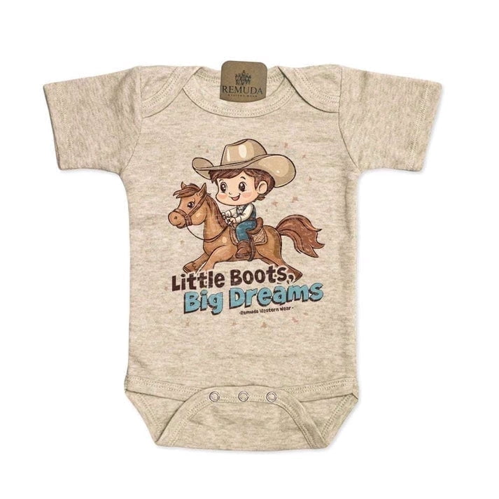 Little Boots, Big Dreams Infant Boys Western Cowboy Short Sleeve One Piece Romper