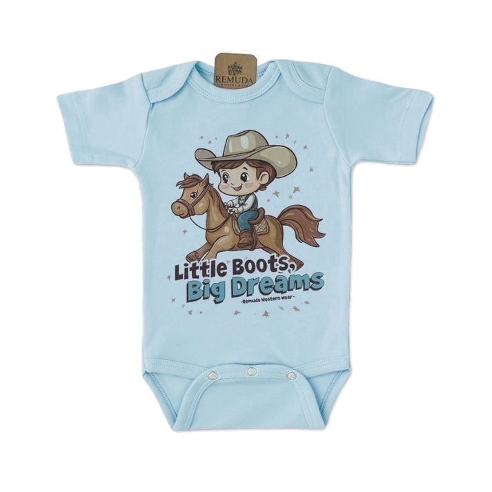 Little Boots, Big Dreams Infant Boys Western Cowboy Short Sleeve One Piece Romper