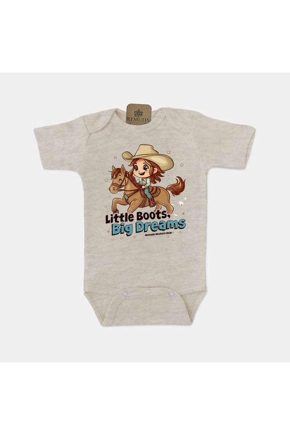Little Boots, Big Dreams Infant Girls Western Cowgirl One Piece Romper