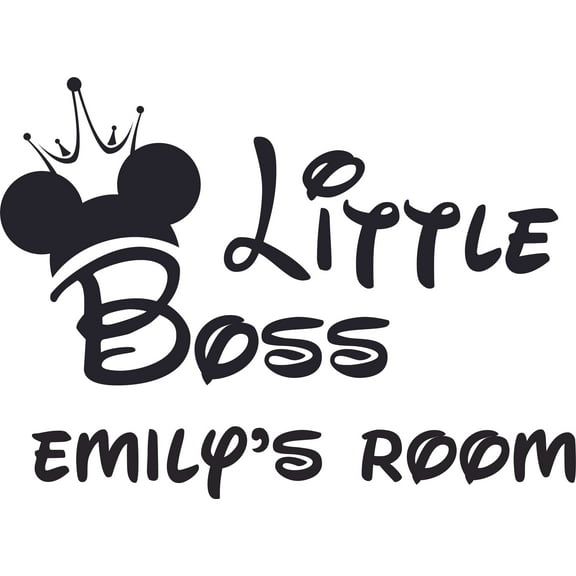 Little Boss Cartoon Design Customized Name Wall Decal - Custom Vinyl Wall Art - Personalized Name - Baby Girls Boys Kid Bedroom Wall Decal Room Decor Stickers Decoration Size (10x8 inch)