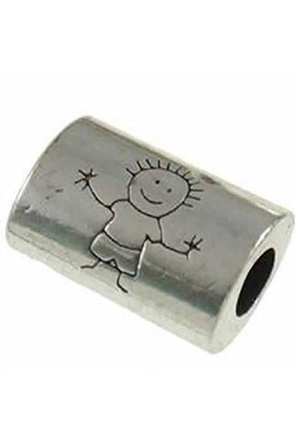 Little Boy Charm Sketched on Bead Spacer Bead For Snake Chain Bracelet