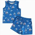 thumbnail image 1 of Little Boy Clothes Set Toddler Baby Sailboat Print Sleeveless Tank Top and Shorts 2-Piece Nautical Summer Outfit Toddler Boy Summer Clothes, 1 of 5