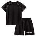 thumbnail image 1 of Little Boy Girl Nightwear Set Cartoon Tee Shorts 7-8 Years 8-9 Years 9-10 Years Breathable Quality Cotton Pull On Closure Daily Wear Adorable Style (6-7 Years,Black), 1 of 2