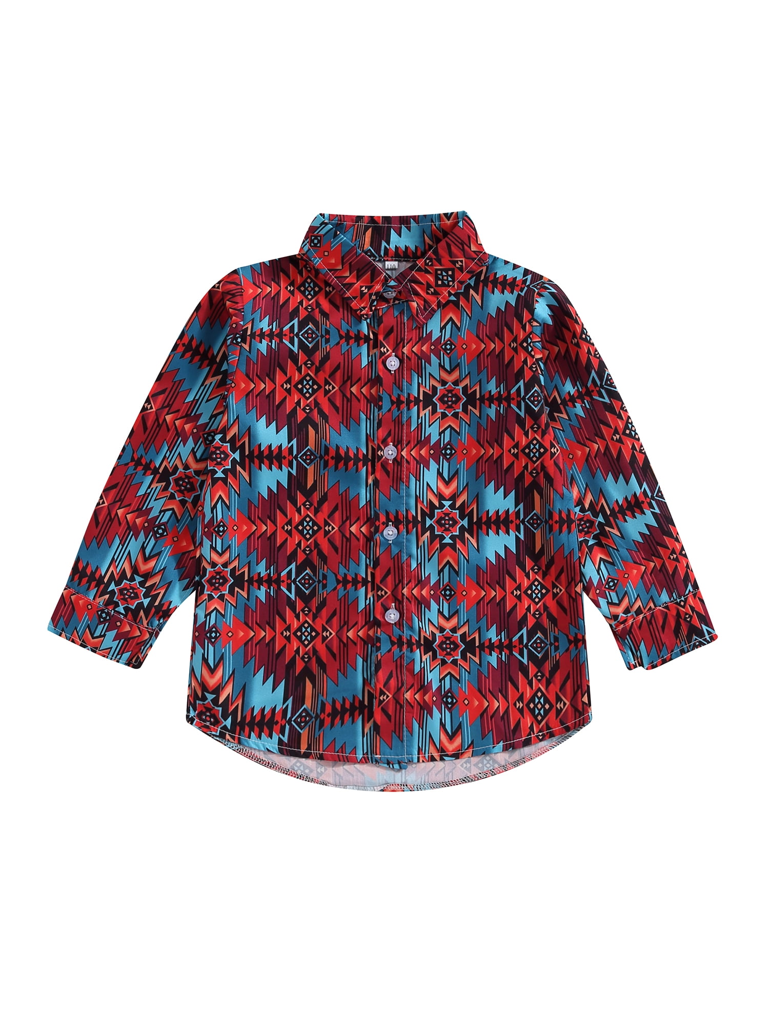 Little Boy Long Sleeve Western Cowboy Tops Long Sleeve Lapel Button