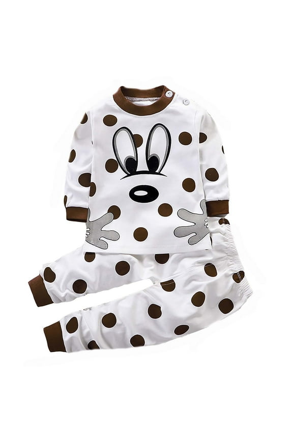 Little Boy Outfit Sets Pajamas Dinosaur Animals Train Cartoon Sleepwear Boys Tracksuit,White,80