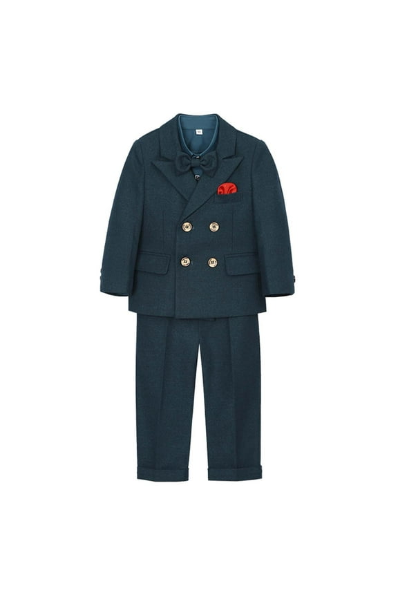 Little Boy Outfit Sets formal Pants Birthday Dress Wedding Party School Event Valentines Baby Boy Outfit,Dark Green,130