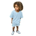 thumbnail image 1 of Little Boy Sets 1-2 Years Toddler Kids Baby Boys Girls 2 Piece Tracksuit Summer Outfits Solid Short Sleeve T Shirt With Shorts Set(Light Blue), 1 of 4