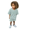 thumbnail image 1 of Little Boy Sets 10-11 Years Toddler Kids Baby Boys Girls 2 Piece Tracksuit Summer Outfits Solid Short Sleeve T Shirt With Shorts Set(Green), 1 of 4
